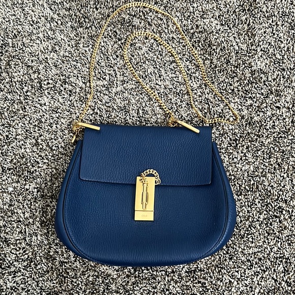 Chloe Handbags - Chloe Drew Navy Leather Shoulder Bag, worn twice